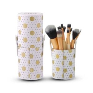 مجموعة فرش مكياج ابيض منقط 12 فرشاة من ايلفا