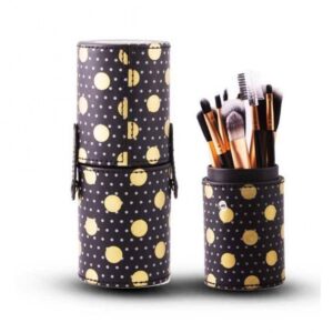 مجموعة فرش مكياج أسود منقط 12 فرشاة من ايلفا