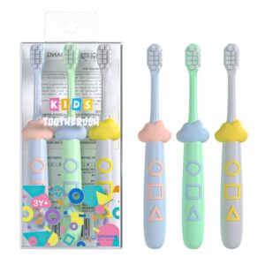 فرشاة أسنان اطفال +3 سنوات بشعيرات ناعمة من إيلفا-3 قطع